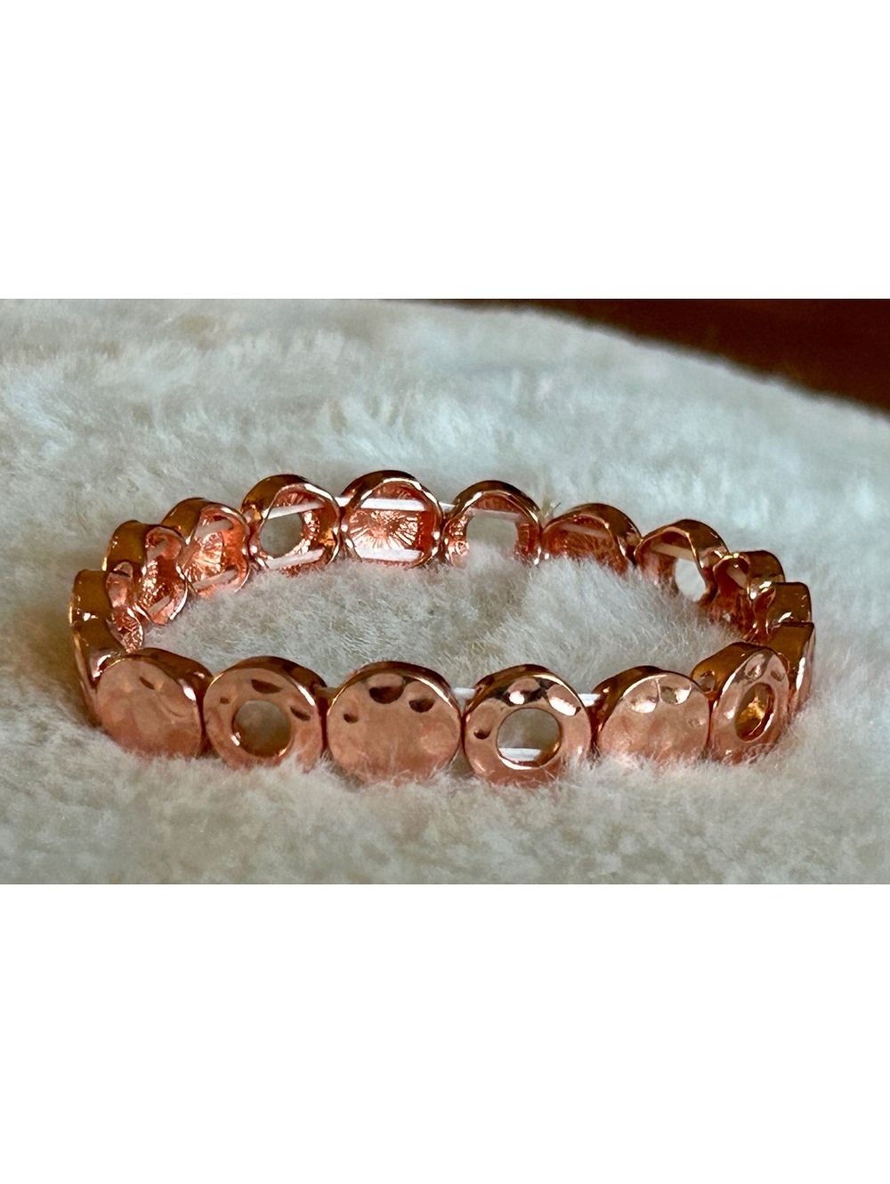 Copper Tone Round Link Stretch Bracelet